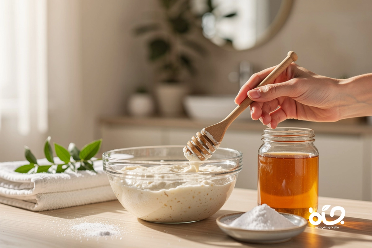 ماسك بيكربونات الصوديوم والعسل لإزالة الحبوب
