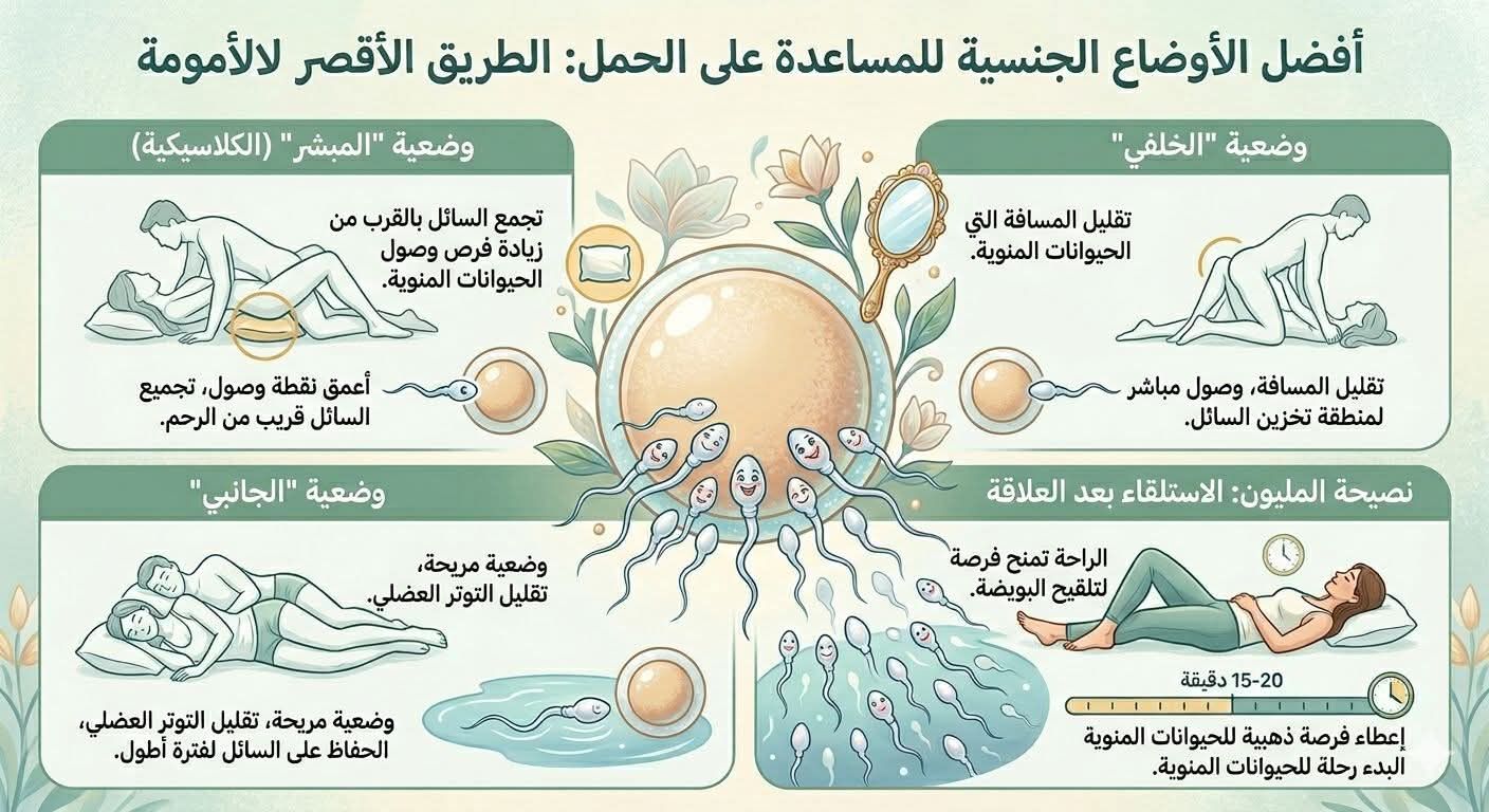 أفضل الأوضاع الزوجية للمساعدة على الحمل: معلومات علمية ونصائح مهمة لزيادة فرص الإنجاب