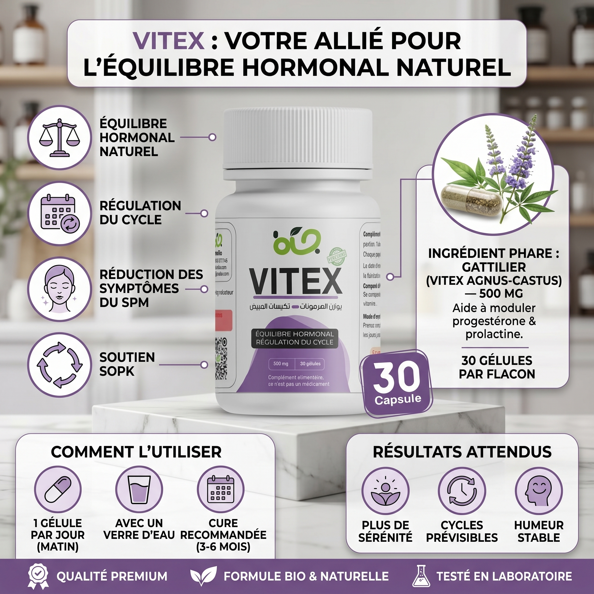 Vitex, complément alimentaire naturel pour femmes (30 capsules)