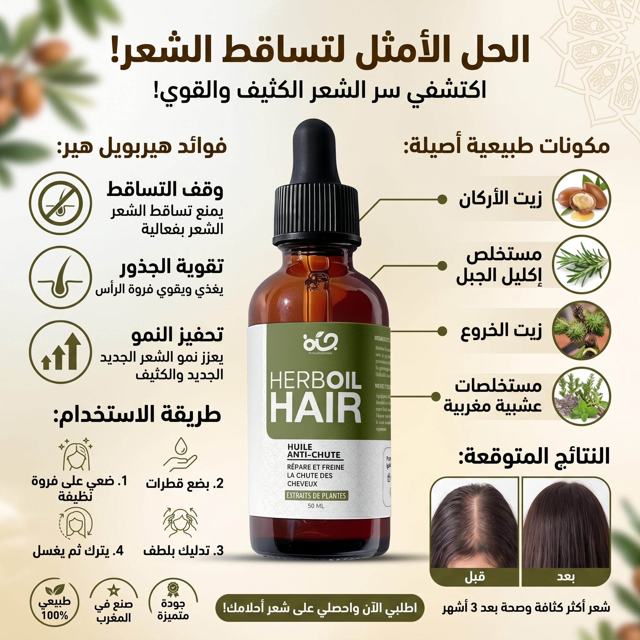 herboil hair | زيت ضد تساقط الشعر للنساء والرجال