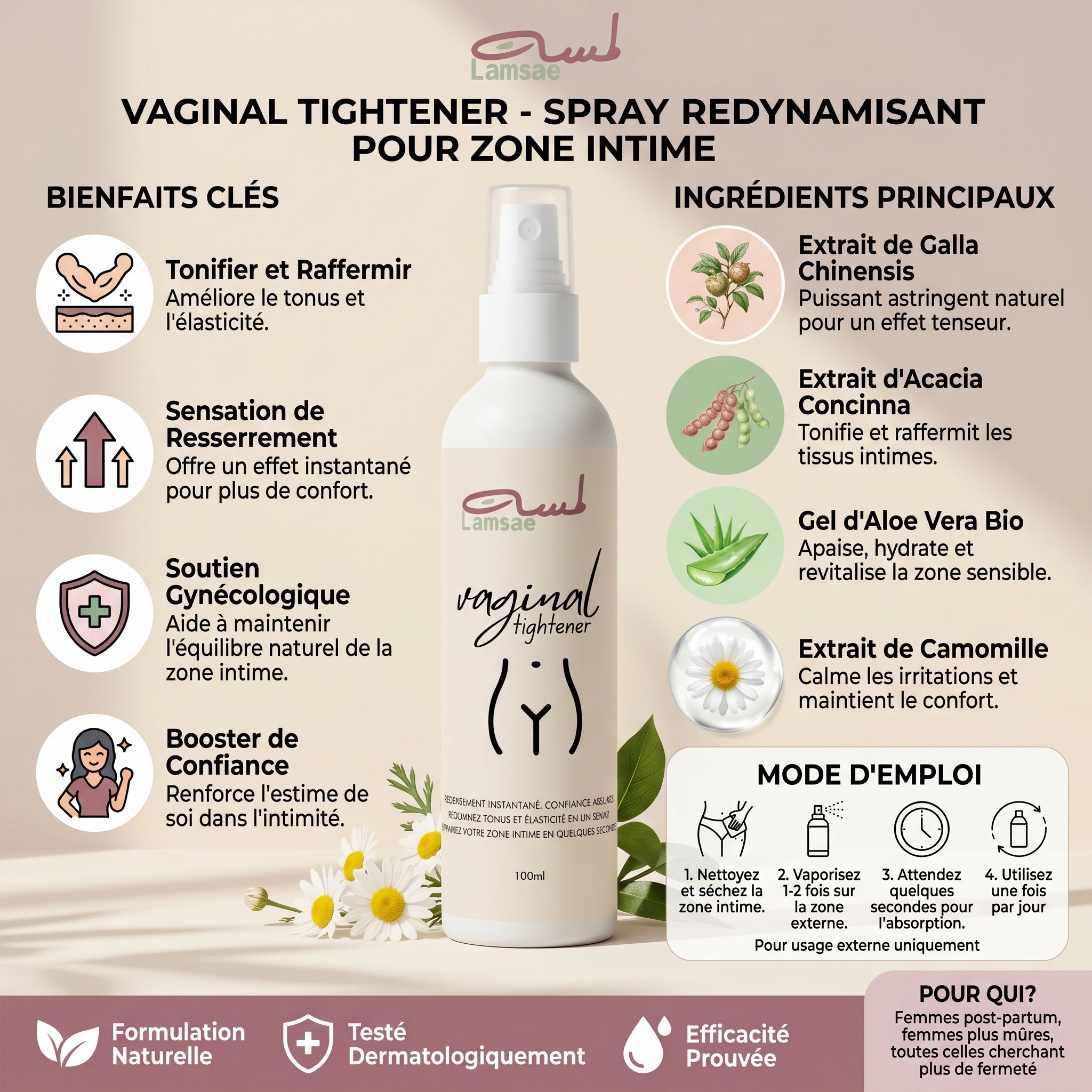 Lamsae - Spray naturel pour resserrer le vagin
