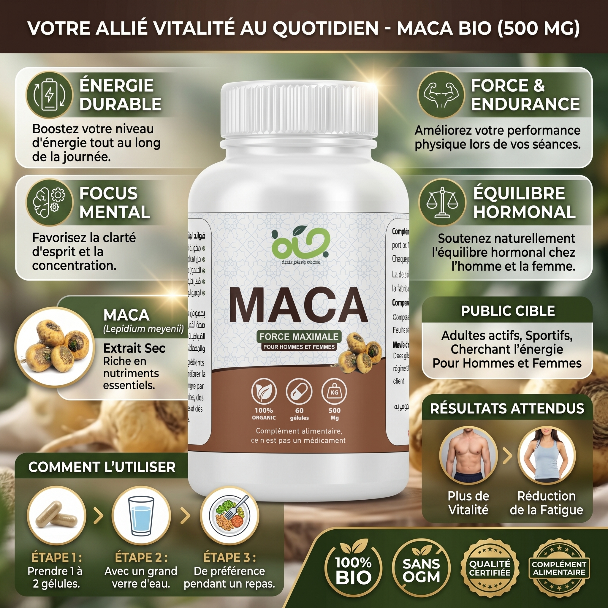 Mélange naturel de maca pour la santé reproductive