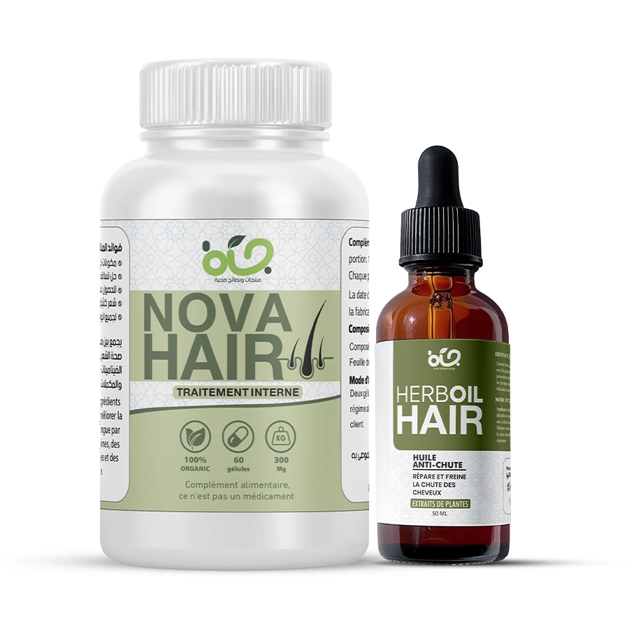 Pack Anti Chute – Nova Hair & Herboil Hair | علاج تساقط الشعر وإعادة نموه